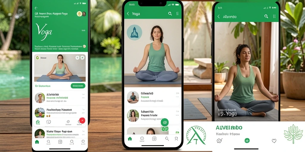 Antarmuka aplikasi ALVENDO yang intuitif untuk latihan yoga.