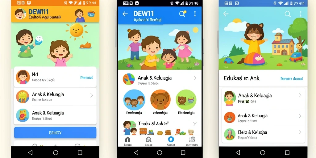 Tampilan antarmuka DEWI11 yang cerah dan menarik untuk anak-anak.