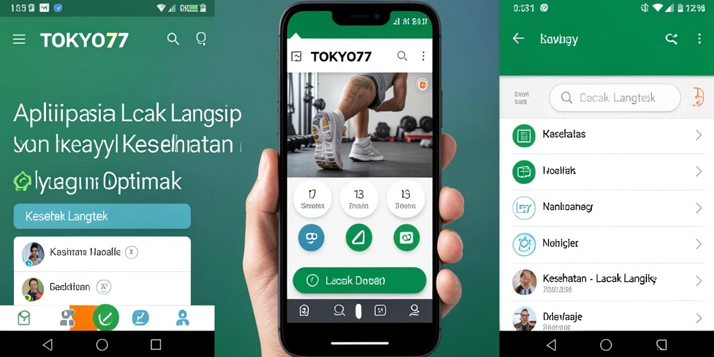 Tampilan antarmuka aplikasi TOKYO77 yang user-friendly dan informatif.