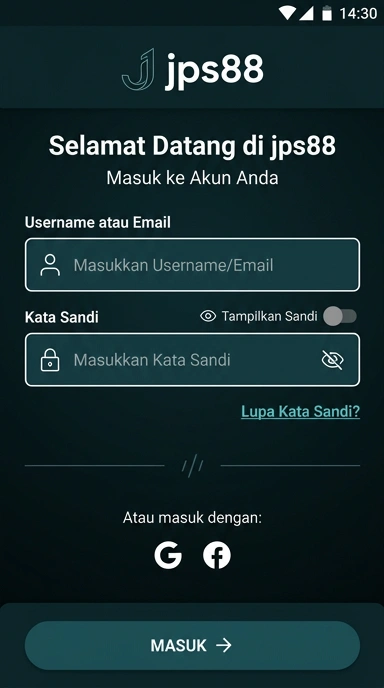 Tampilan halaman login jps88