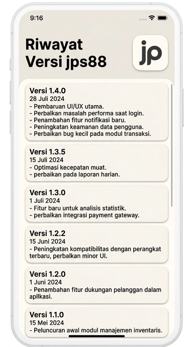 Tampilan riwayat versi jps88